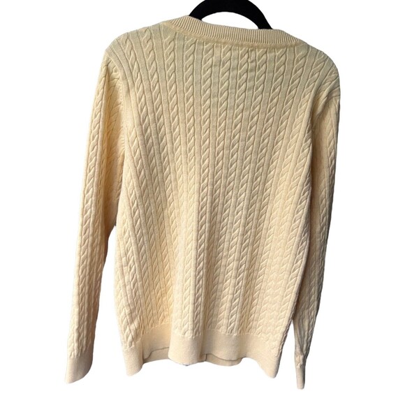 Karen Scott Women's Yellow Cable Knit Button Up Cardigan Sweater Medium M EUC - Picture 10 of 10